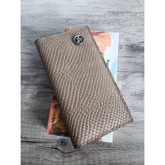 Western Ranger Rodeo Wallet Light Green Leather Reptile Embosed Faux Lonestar - Picture 4 of 8